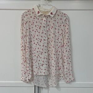 Marie Sixtine France whimsical beach pattern button-Front Blouse small